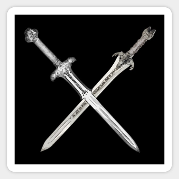 Conan Crossed Swords Sticker by LordNeckbeard